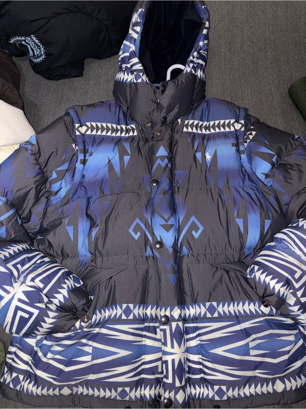 Polo by Ralph Lauren Black & Blue Geometric Puffer Jacket